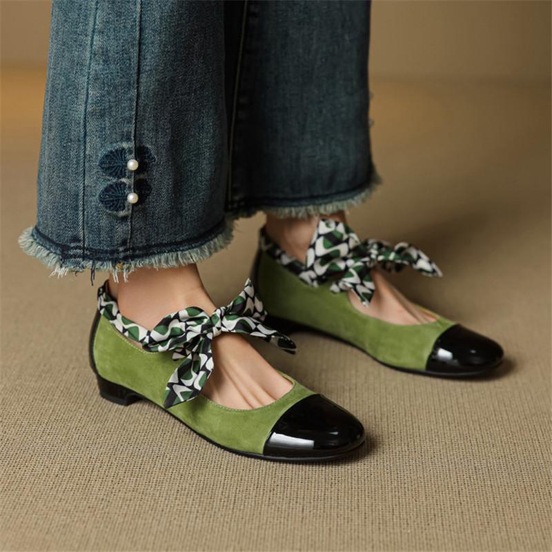 Fashion New Spring/Summer Women Pumps Shoes for Women Fashion Mixed Color Round Toe Mary Jane Shoes Breathable Low Heels Women Green