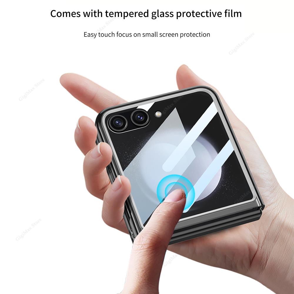 Large Screen Protector Clear Case For Samsung Galaxy Z Flip 5 Flip5 Protective Cover For Samsung Z Flip 5 ZFlip5 Flip5 Slim Case