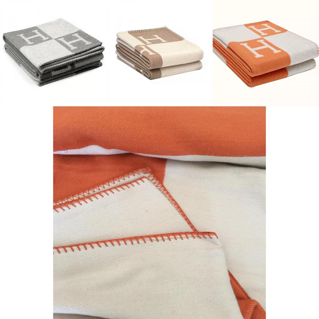 Couverture Luxueuse en Laine Cachemire Épaisse Chaude Motif Géométrique Jeté de Bureau