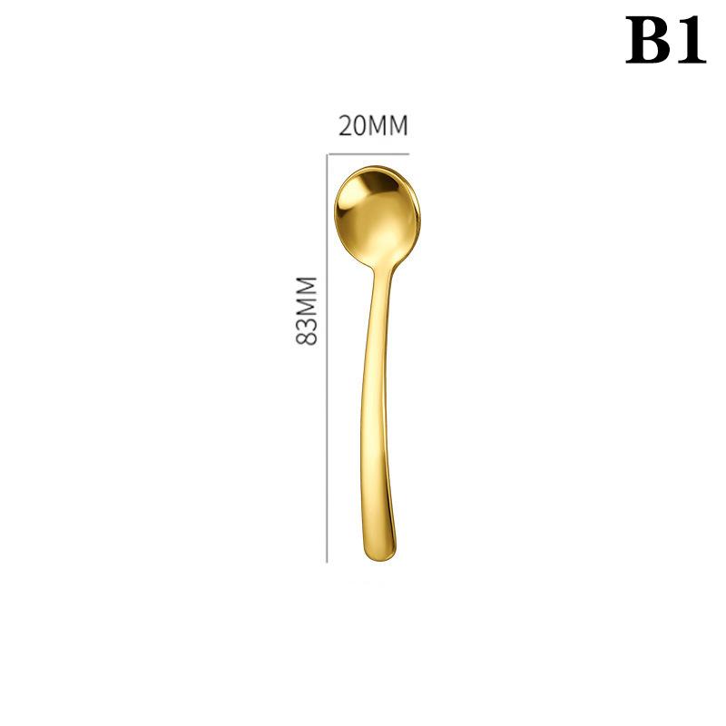 304 Stainless Steel Seasoning Spoon Thickened Korean Small Round Spoon Mixing Spoon Polished Home Kitchen Tableware