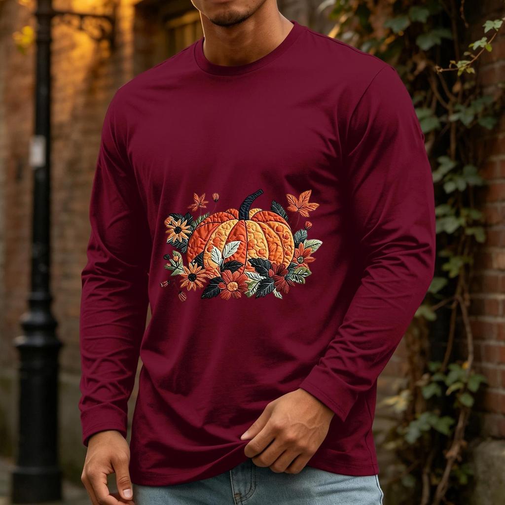 Men's Casual Long Sleeve Neck T-Shirt for Halloween
