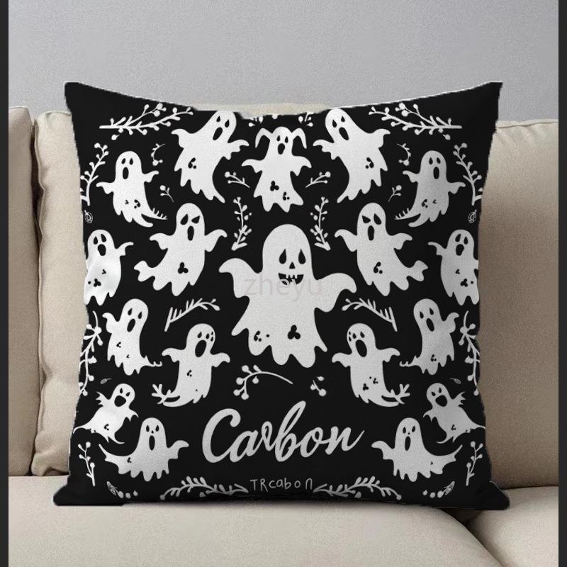 Halloween Party Decoration Pillowcase Ghost Pumpkin Castle Pillowcase Suitable for Home Living Room Sofa Room Decorations