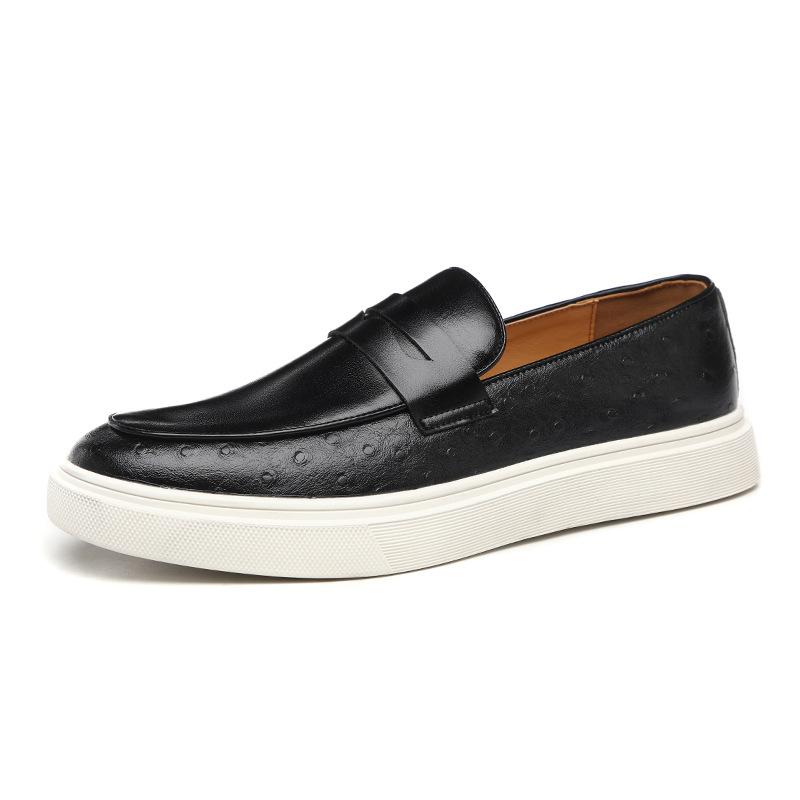 Fashion Men's Casual Shoes Embossed Leather Men Fashion British Style Penny Loafers Mens Slip-on Thick Sole Outdoor Flats