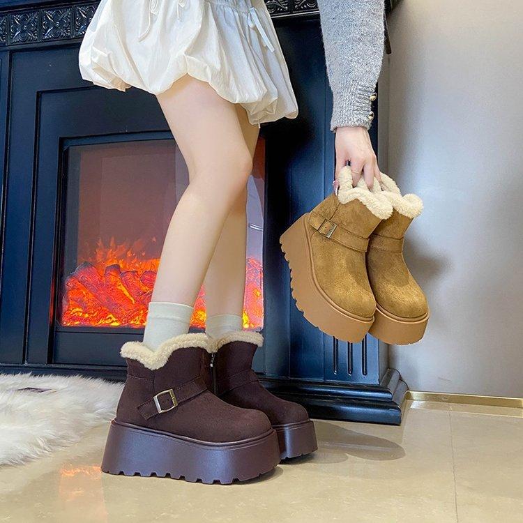 Women's Fashion Soft-Sole Winter Warm Fleece-Lined Snow Boots with Fleece Lining Short Boots, Slip-Resistant Casual Athletic Cotton Boots