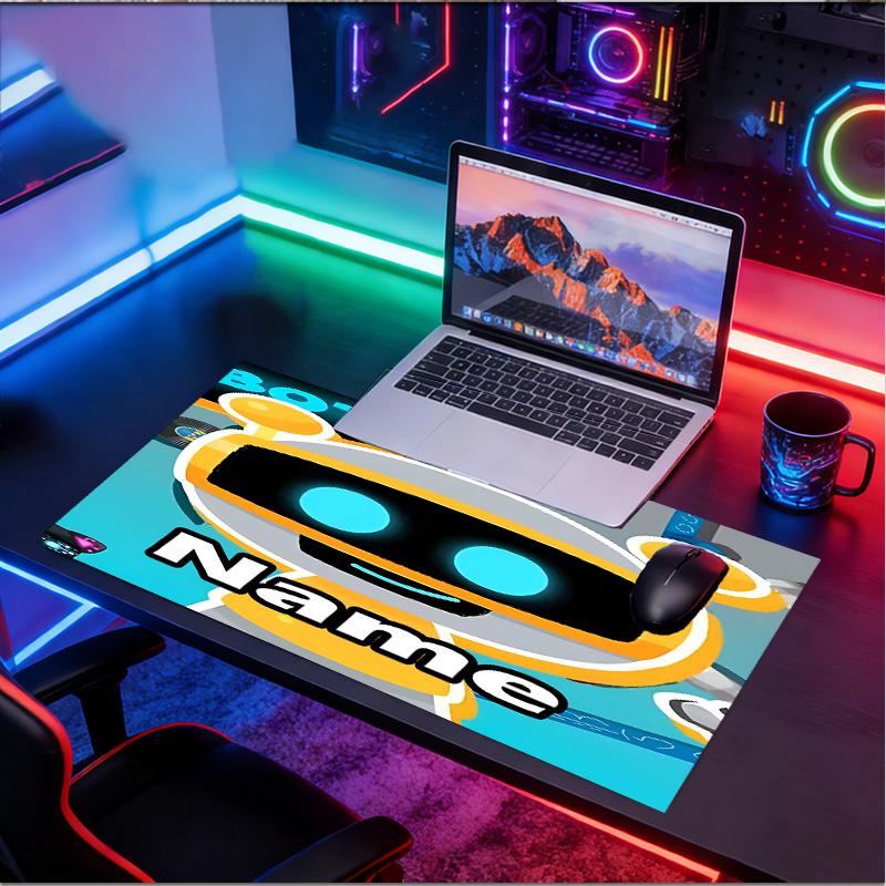 Custom Name Personalized Cosmic Bot Crew Pattern Mousepad, Laptop PC Desk Mat, Decorative Desk Mat for Home Keyboard Pad Gift