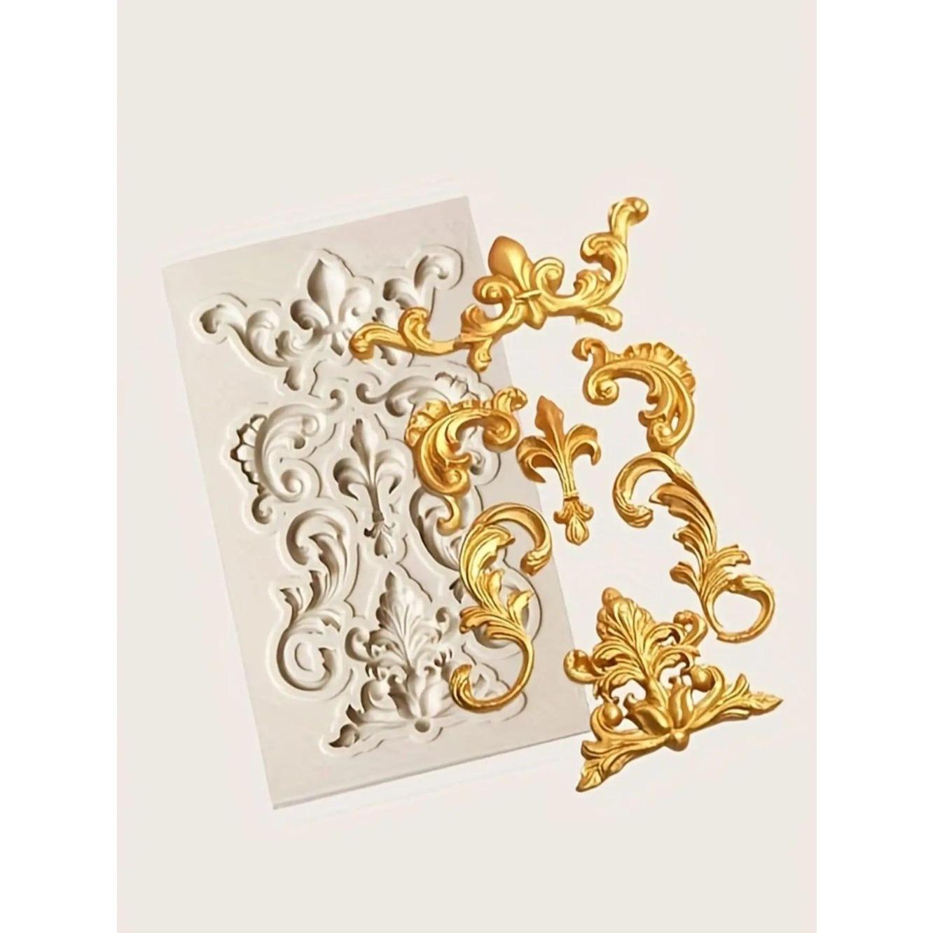 

1 шт. Винтажная цветочная форма для дизайна в случайном порядке, европейская рельефная силиконовая форма для поделок белый