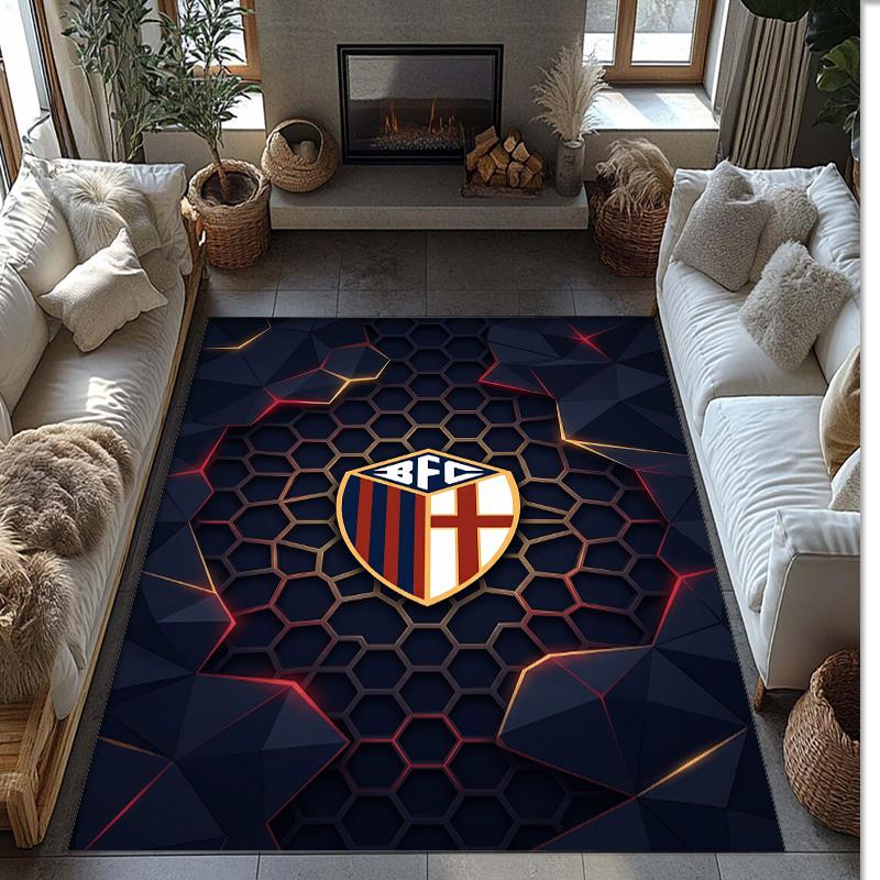 Bologna FC Soccer Football Pattern Soft Area Rug Non Slip Indoor Floor Carpet Sports Decor Mat for Bedroom