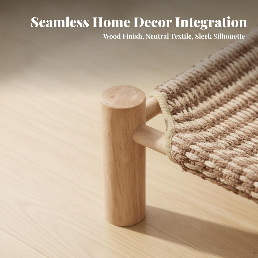 Comfortable Pet Bed with Wooden Legs | Breathable Woven Surface, Detachable Washable Design,