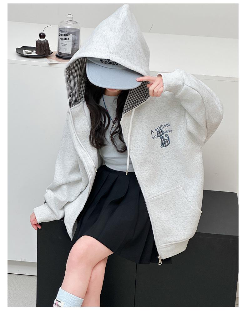 Girls' 2026 Spring/Autumn Hooded Jacket - Stylish, Fashionable, Casual Top for Older Children
