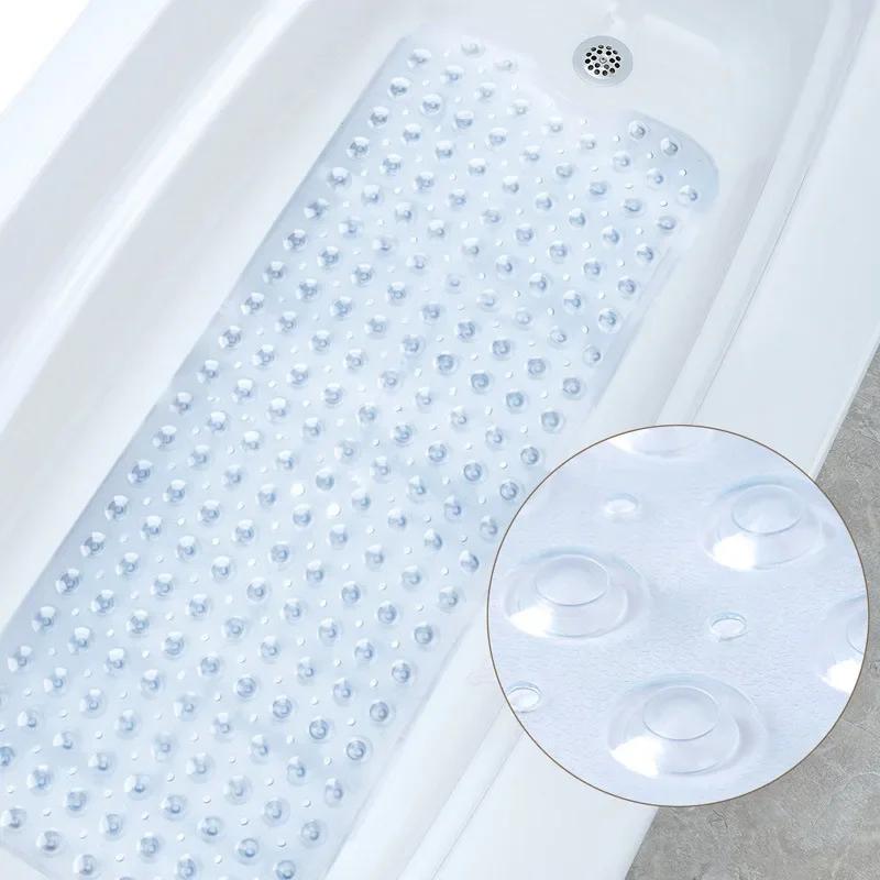 40x100cm Anti-Slip Bathtub Mat with Suckers Soft Non-Skid Shower Mat for Kids Elderly Massage Bathroom Rug Waterproof Floor Pad