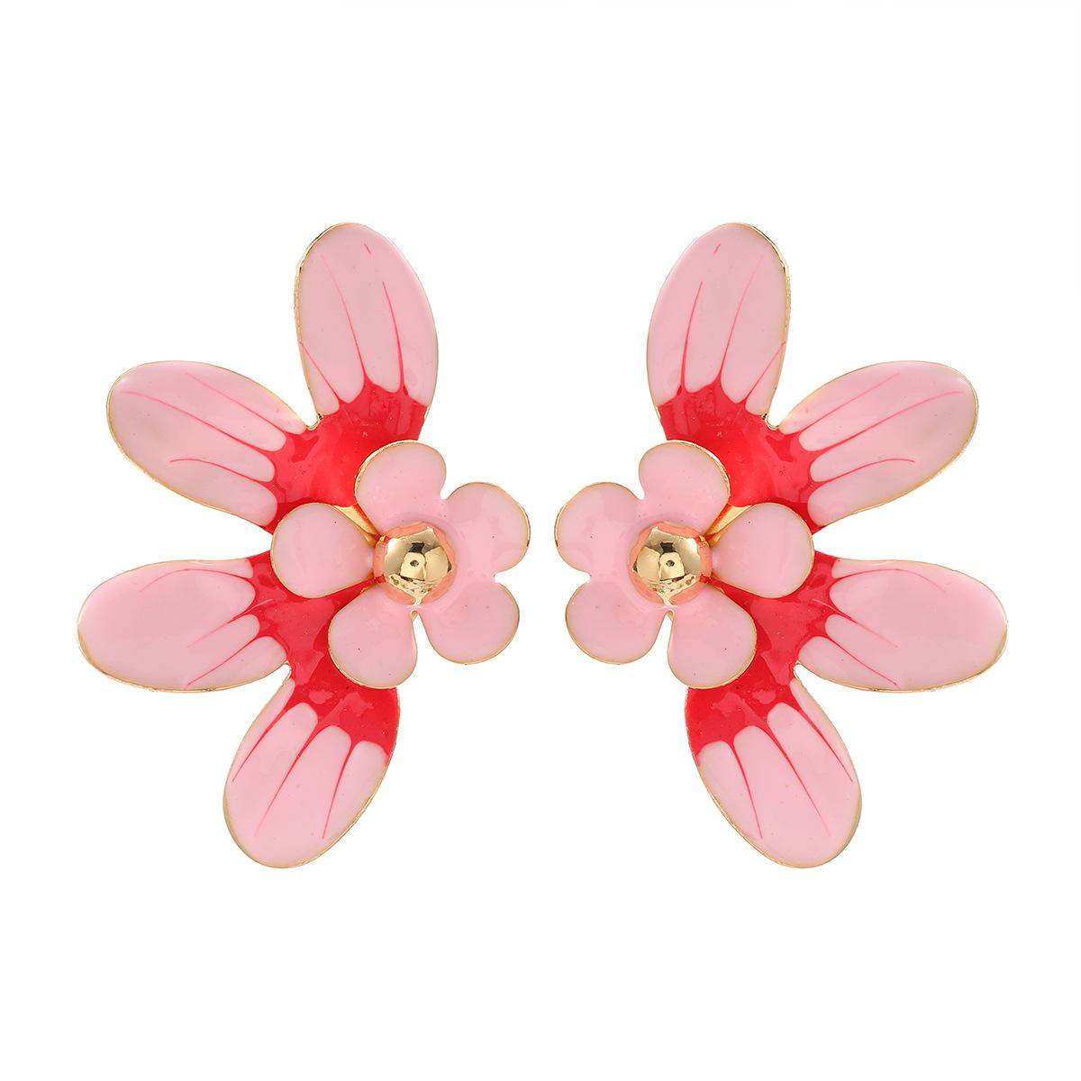 Pinkdudu Новые многоцветные серьги-гвоздики с каплями масла и цветами, модные милые серьги для женщин PD2184 розовый