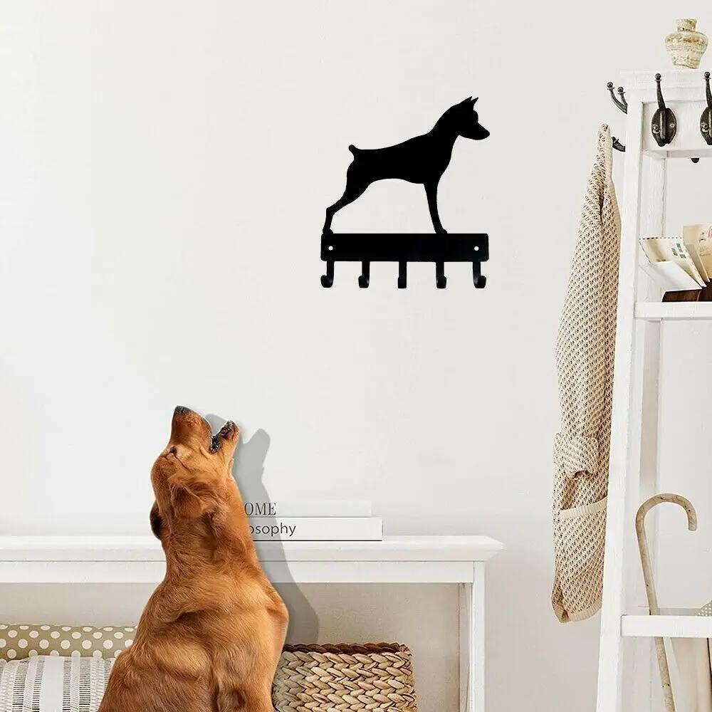 Iron Key Holder Wall Mounted for Keys Towels Coats Miniature Pinscher Dog Breed