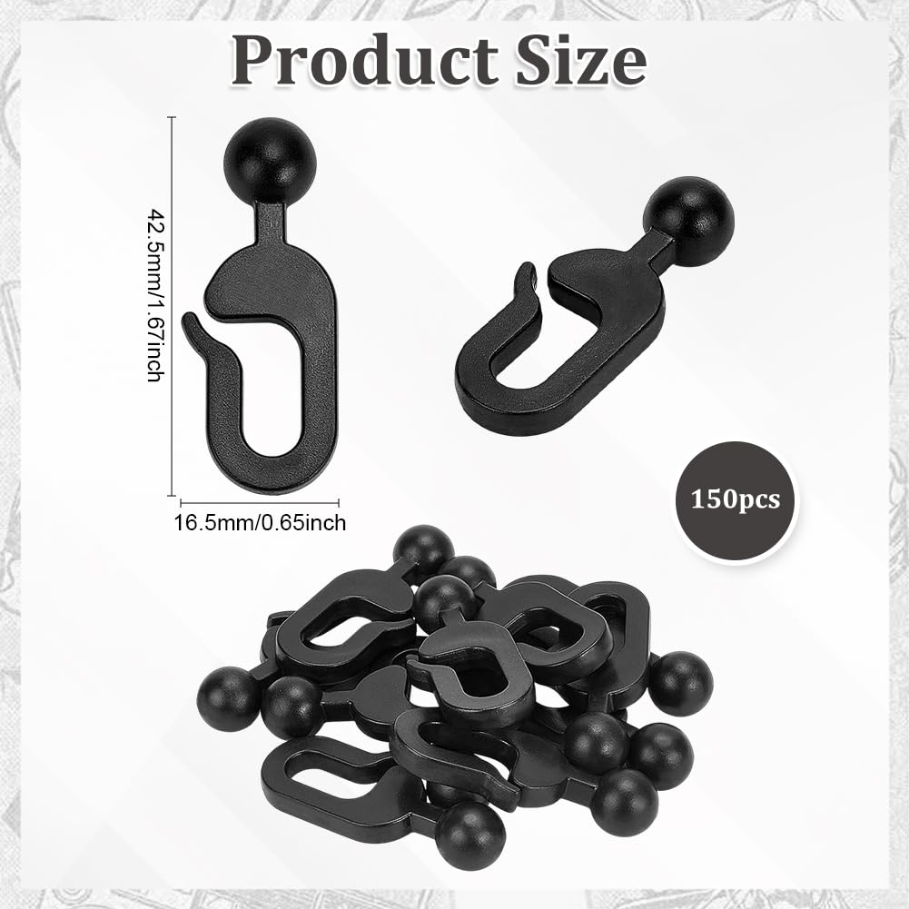 150-Piece Rustproof Plastic Hooks for Mosquito Nets, Gazebos, and Curtains, Ideal for Home Use