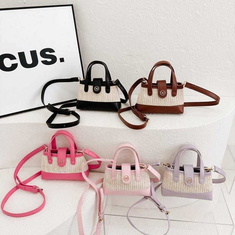 Cute Girls' Bucket Crossbody Bag Pu Material Breathable Summer Baby Outing Accessory Handbag