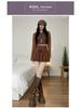 2026 Spring Retro Pleated High-Waisted Suede Skirt - Women's Slimming, Leg-Lengthening Academy Style