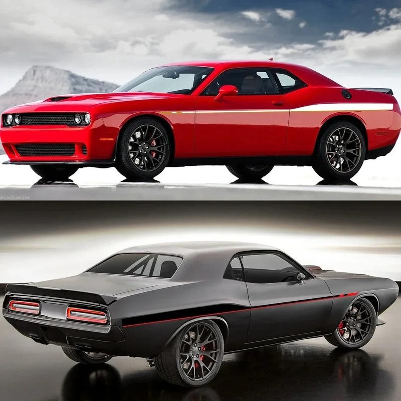 2PCS Car Door Side Skirt Line Stickers Sport Style Vinyl Decals Auto Body Decoration Stickers Accessories For Dodge Challenger