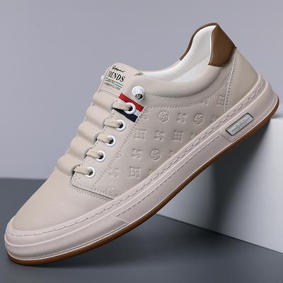 2024 Autumn New Men's Sports Style Casual Leather Shoes Men's Handmade Online Versatile Board Shoes White Shoes Men's 1916
