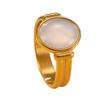 Hot-Selling Stainless Steel French Retro Luxury Couple Ring with Oval Natural Stone