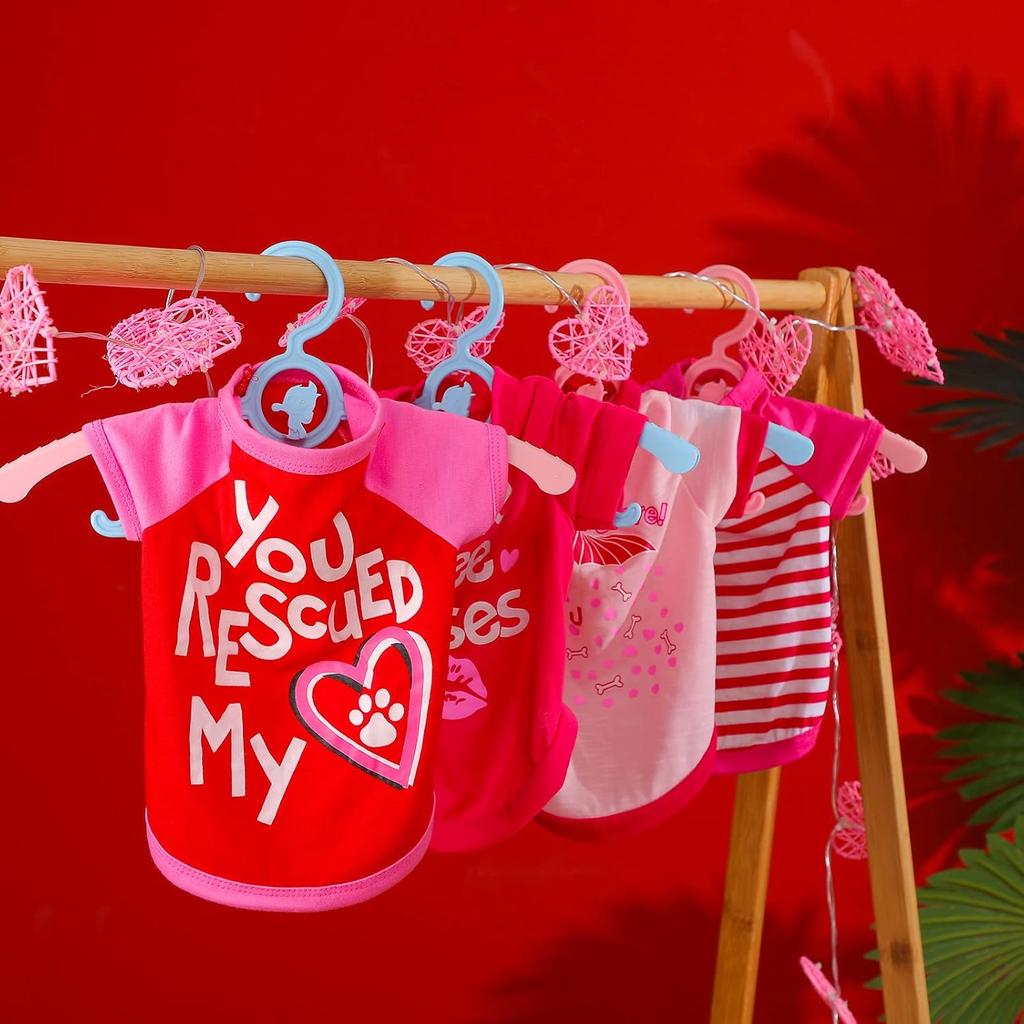Weewooday 5-Piece Small Dog Girl Shirts - Heart Pajamas for Chihuahua, Yorkie, Bulldog & Schnauzer - Breathable Cotton Shirts (Small)