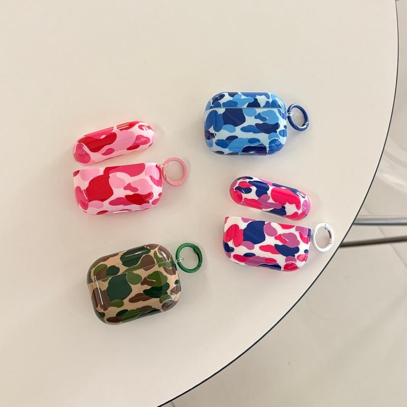 Fashion Creative Personality Colorful Camouflage Pattern Series With Hook Earphone Cover Case for AirPods 1 or 2 3 4 Pro 2 Pro 3