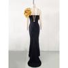 Elegant One-Shoulder Gold Flower Women's Banquet Dress (2026)