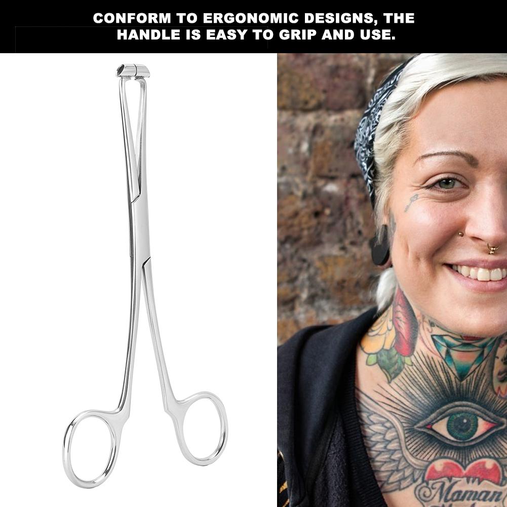 Stainless Steel Septum Forceps Nose Tongue Tattoo Body Piercing Pliers Clamp Tool