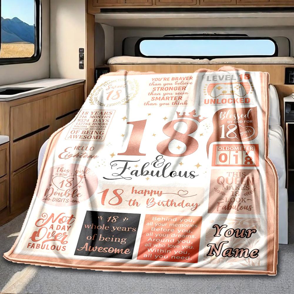 Celebrating Eighteen Years Of Brilliance And Strength Personalized Blanket Customize Text Comfortable For Picnics Outdoor Travel And Camping Sofa