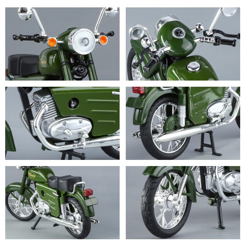 1/10 Scale Czechoslovakia Jawa250 Motorcycle Alloy Diecast Car Model Sound & Light Autocycle Indoor Desktop Exquisite Ornaments Gifts