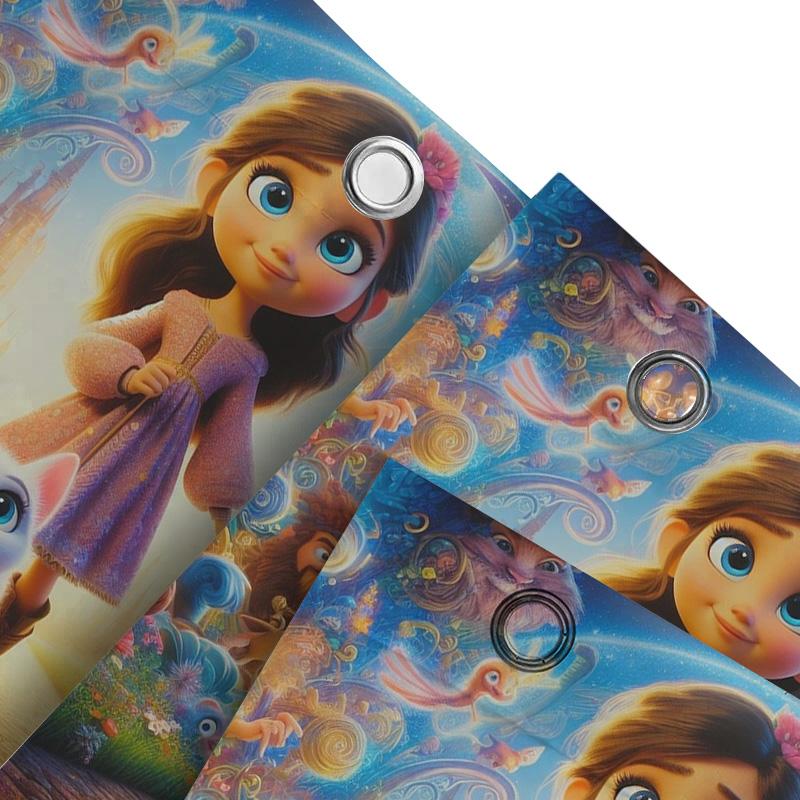 Magical Princess And Cat Shower Curtain | Fantasy Kids' Bathroom Decor