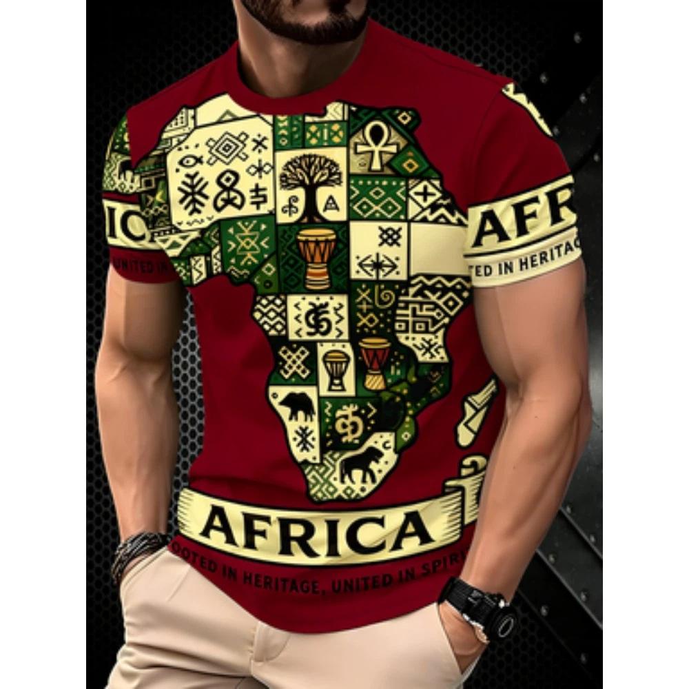 Men's 3D African Stone Carving Print T-Shirt Retro Vintage Style Couple Tee