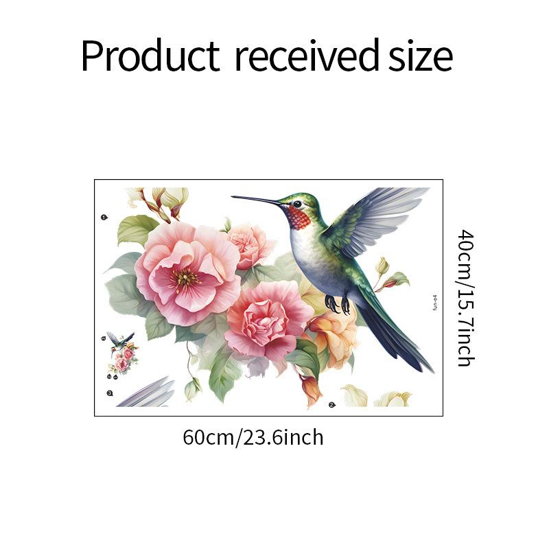 

Розовый цветок птица стеклянный шкаф окно дверь столб домашний фон украшение декоративные настенные наклейки 40*60CM/fun-e4