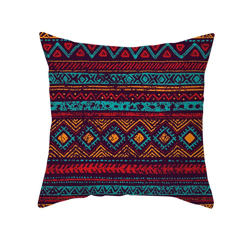 New Bohemian Colorful Geometric Pattern Short Plush Pillowcase Ethnic Style Retro Pillowcase Cushion