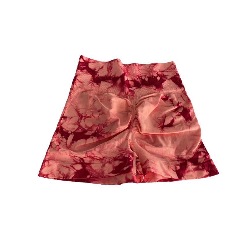 

Женские шорты для йоги с высокой талией и принтом тай-дай, быстросохнущие, удобные, эластичные, для занятий фитнесом S коралловый