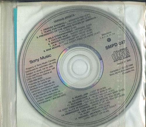 CD РАЗЛИЧНЫЕ Sony Music Сэмплер SMPD047 SONY MUSIC 1996 Канада Рок Б/у