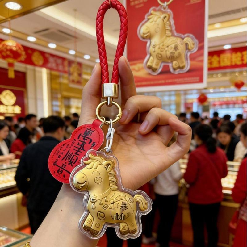 Модный Золотой Конь Брелок и Шнурок для Телефона Подарок Excludes Gold