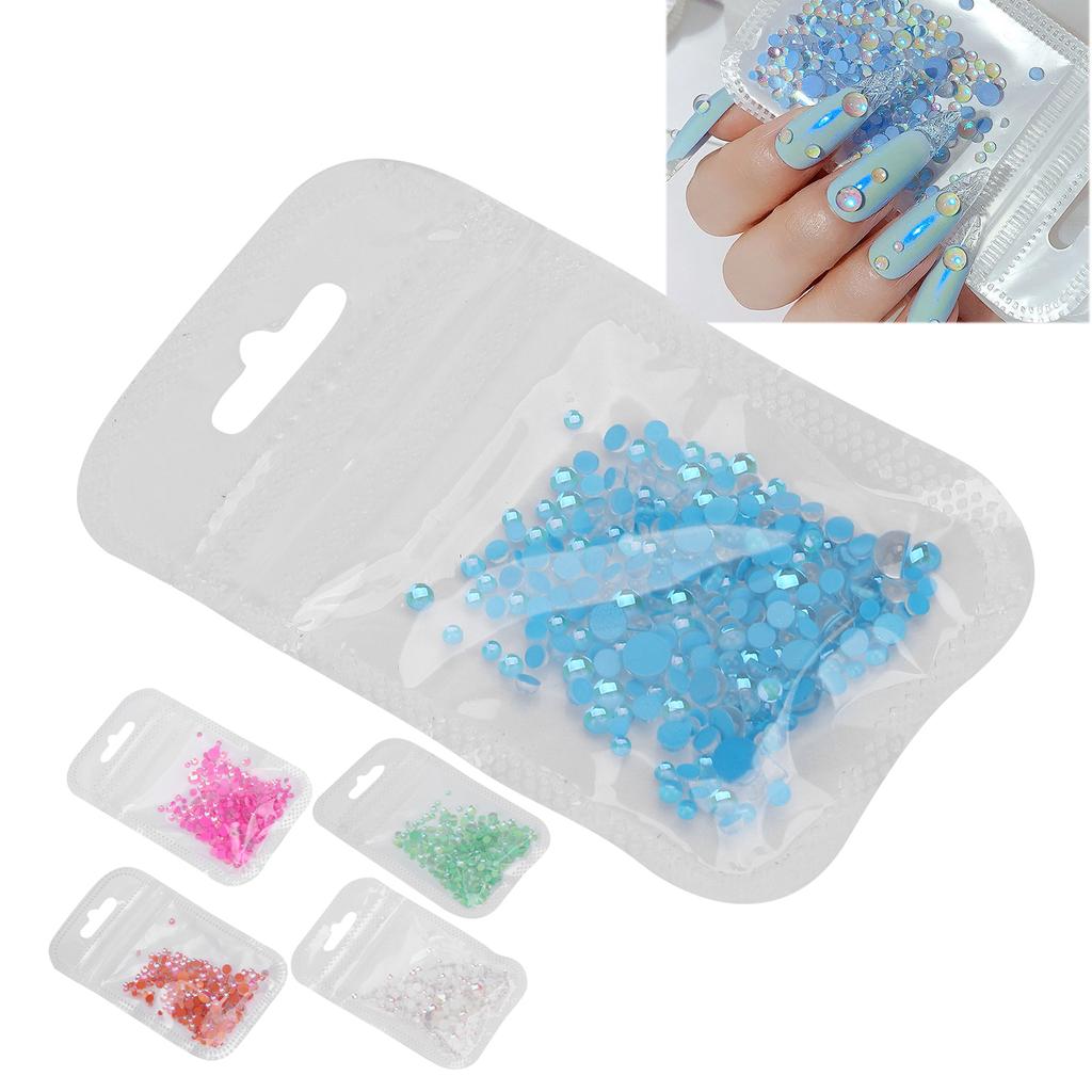 300Pcs Nail Making Decoration Mixed Size  Flat Back Half Hound Mixed Size Bead