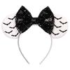 1pc Halloween Cute Mouse Ear Hair Hoop Sparkling Bow Girl Festival Decoration Party Event Wear Gift Parent Child Hair Accessory