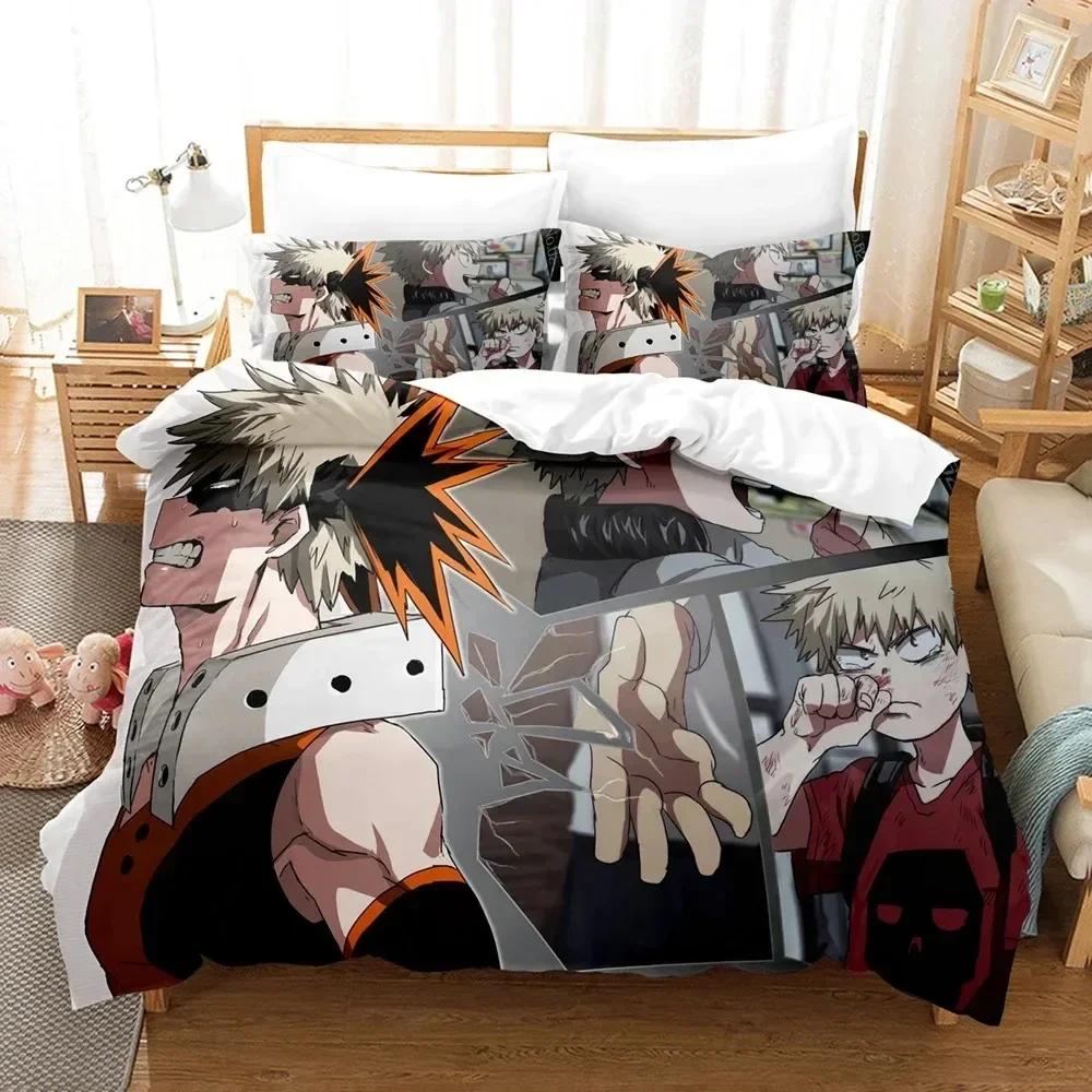 My Hero Academia Sängkläder Set Japan Tryckt Sängset Med Örngott Säng Påslakan Mjukt Queen King Size Sängkläder Hem