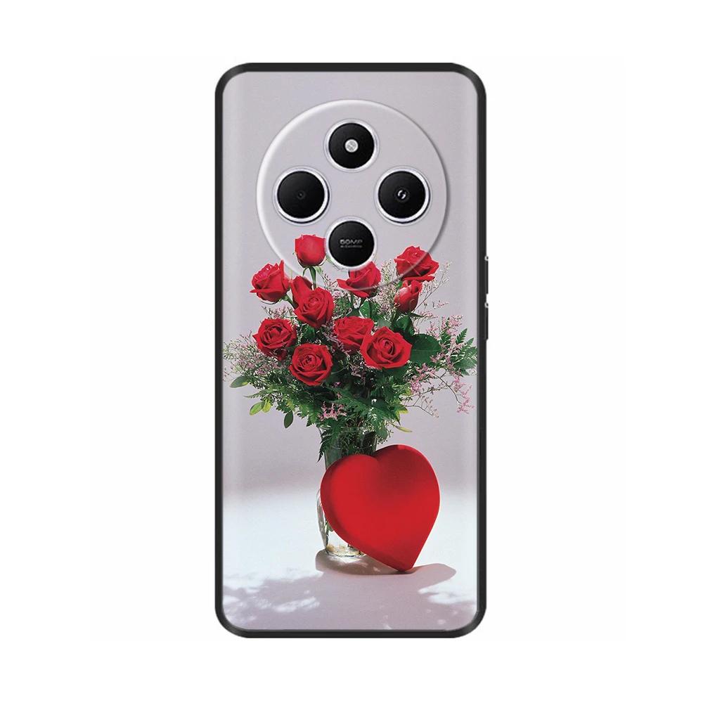 Shockproof Funda For Xiaomi Redmi A4 5G Case 6.88" Soft TPU Silicone Phone Cover For RedmiA4 2024 A 4 Capas Printed Heart Flower