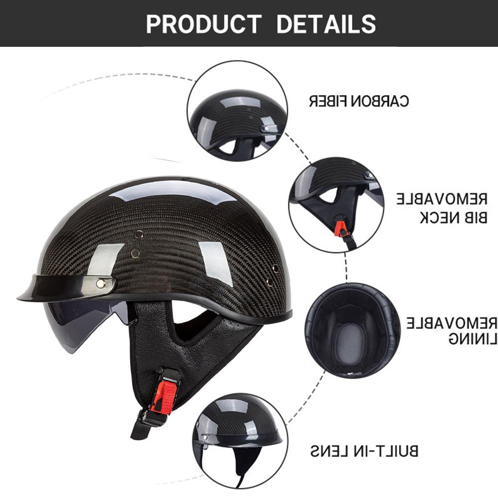 Motorcycle Helmet Carbon Fibre Moto Helmet Retro Half Helmet ECE DOT Approved Capacete De Moto Cycling Motorcycle Equipments
