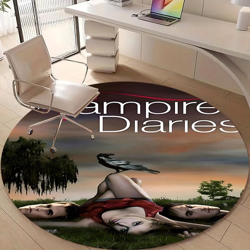 1pc The Vampire Diaries4 Design Printed Area Round Carpet for Bedroom Living Room Home Decor Rugs Mat Non Slip Mat Rug for Bedside