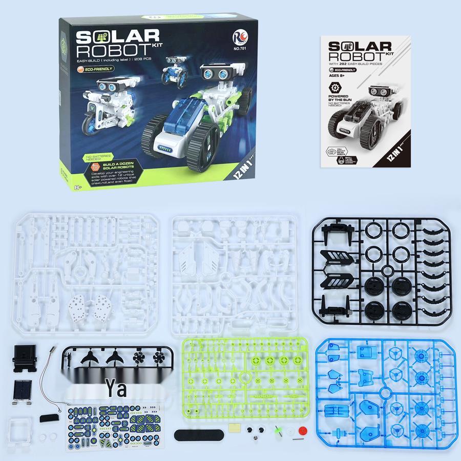 12-in-1 Solar Robot DIY Assembly Kit - Educational Building Blocks for Kids