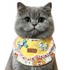 Pet Bib Adjustable Elastic Cord Cat Bandana with Cartoon Pattern Printed Breathable Cat Collar for Small to Medium Pets