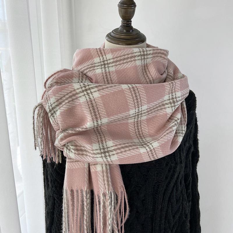 

Клетчатый шарф Женский осенне-зимний теплый шаль-шарф из имитации кашемира с бахромой Универсальный парный шарф