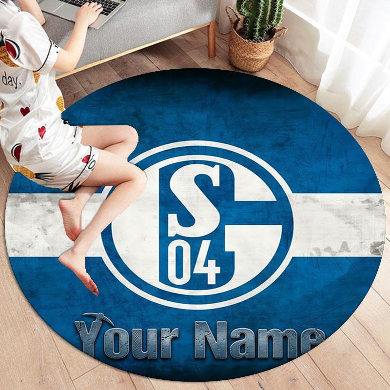 FC Schalke 04 Custom Name Round Area Rug,Carpet Rug for Living Room Bedroom Sofa Playroom Decor,Non-slip Floor Mat