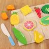 Wooden Jigsaw Magnetic Fruit And Vegetable Cutter Suit Kids Jigsaw Panel Wooden Mini Kitchen Toy