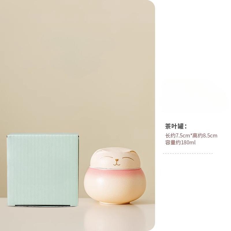 

Small ceramic lucky cat tea can creative Chinese style household sealed moisture-proof tea storage compartment
