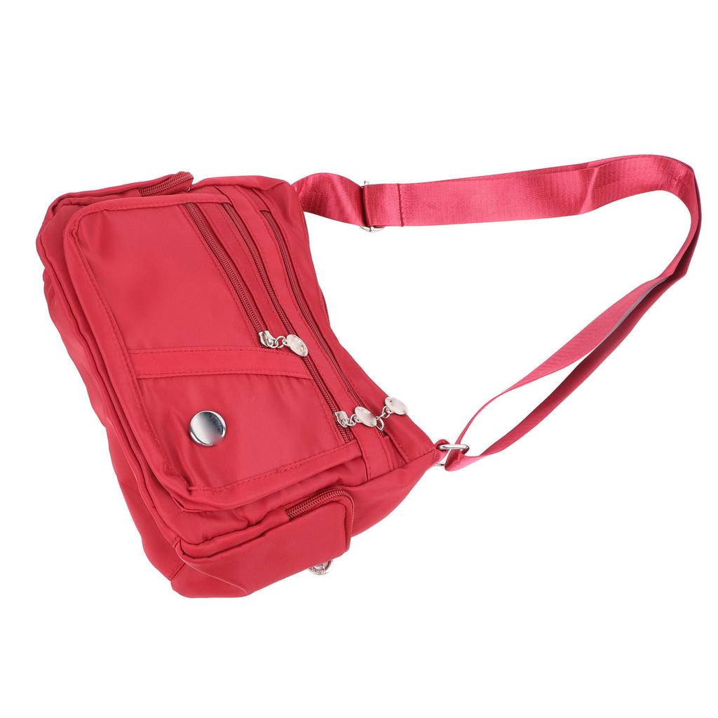 Women Waterproof Nylon Messenger Bag Fashionable Plain Color Large Capacity Shoulder Bag