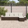 5 Piece Brown Poly Rattan Sofa Set with Cushions