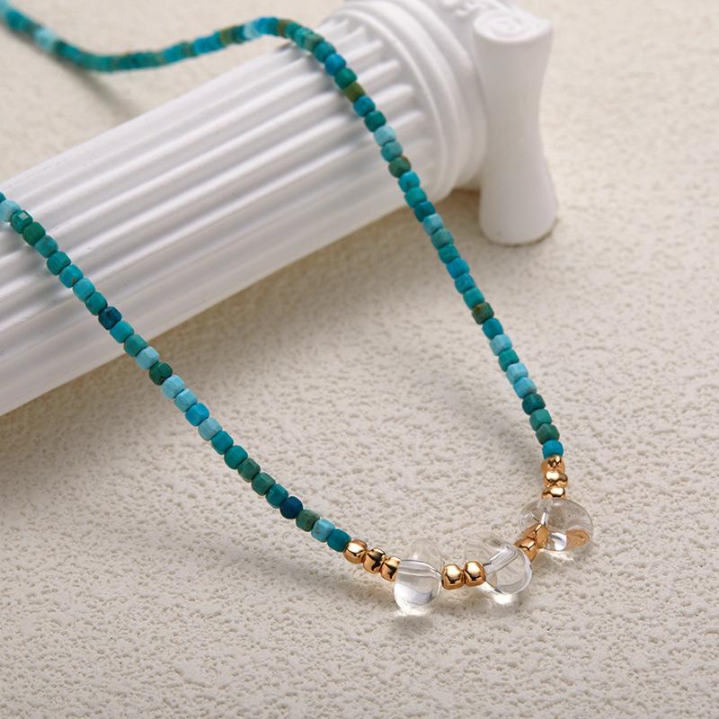 Original Design S925 Sterling Silver Natural Turquoise White Crystal Bracelet Women'S Light Luxury Premium Sense Beaded Xiaohongshu